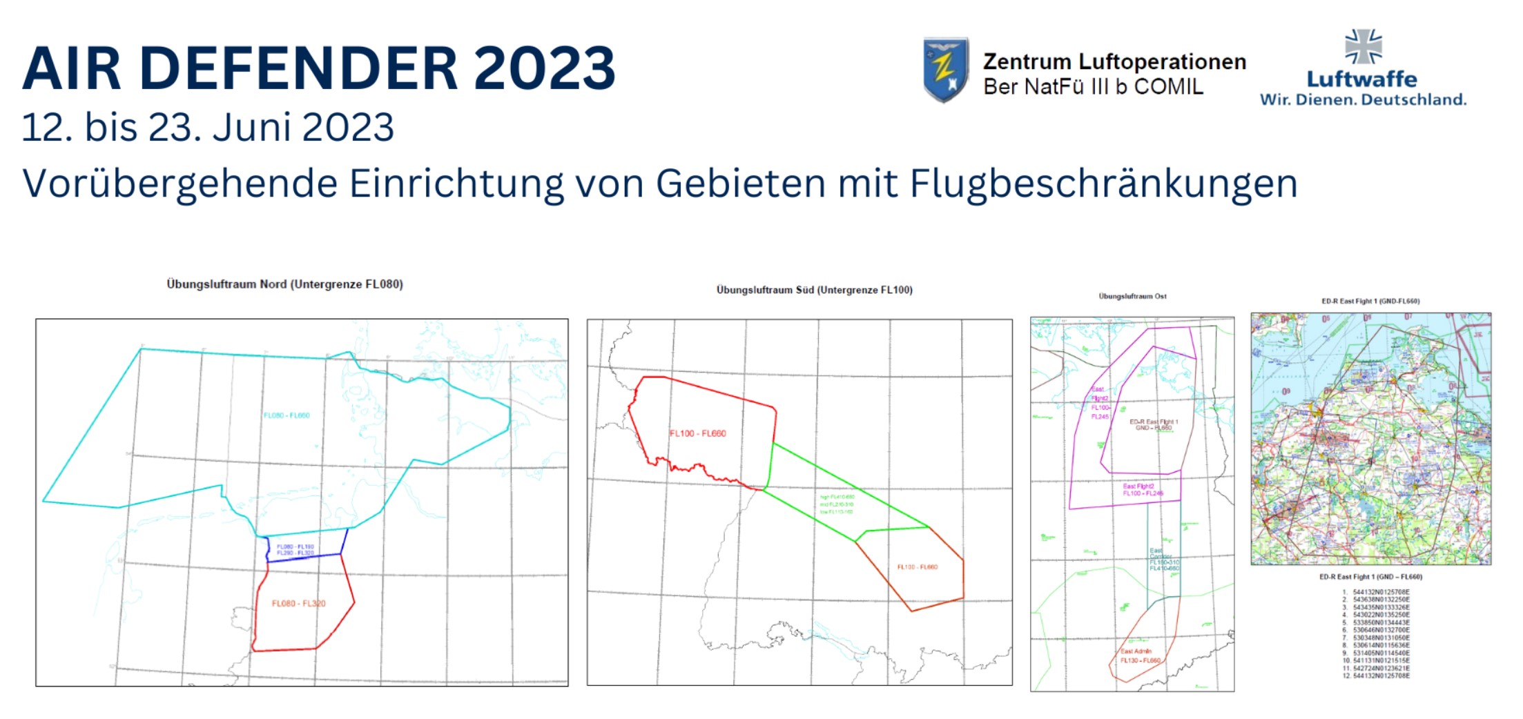 Flugbeschränkungsgebiete während NATO Übung